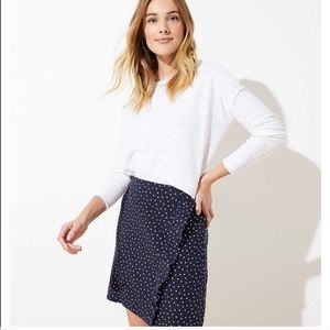 Loft dotted ponte ruffle skirt in forever navy XXSP petite